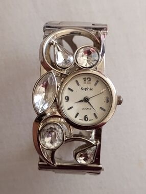Women's Silver Crystal Accent Bracelet Watch